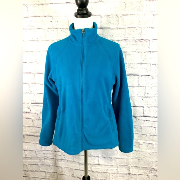 Land’s End POLARTEC‎ Women’s Fleece Zip Up Jacket Jewel Tone Teal Size Medium - Picture 1 of 7